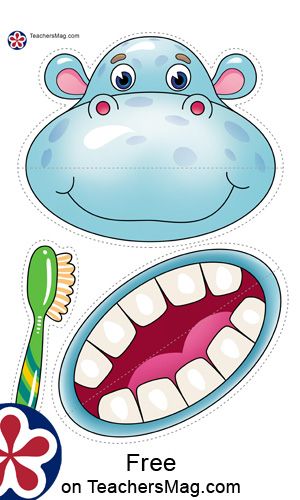 This paper hippo can be assembled to have a mouth-flap which students can then brush with the (also printable) paper toothbrush! Dental Health Preschool Activities, Tooth Preschool, Germs Preschool, Science Experiments For Preschoolers, Sorting Activities, Toddler Learning Activities, Activities For Kids, Emotions Preschool, Printable Paper