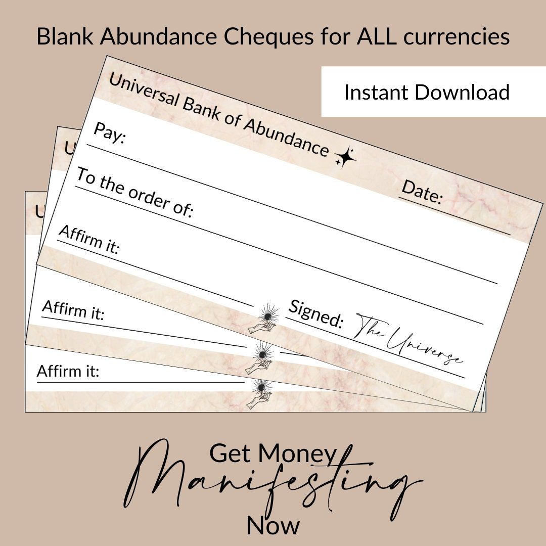 Money manifesting cheques printable law of attraction abundance cheque Money manifesting cheques printable law of attraction abundance cheque