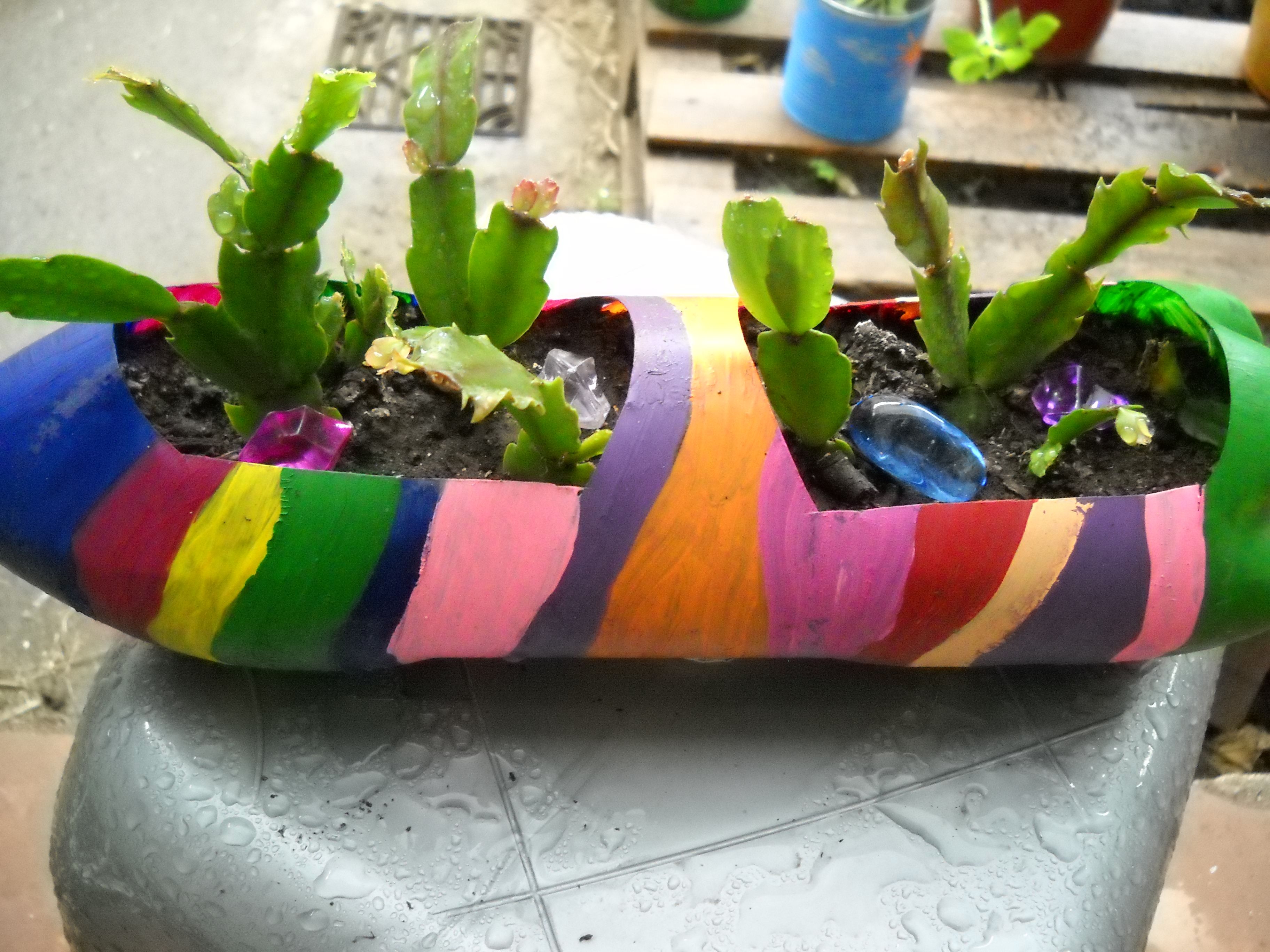 Macetas Recicladas Botella Acostada Multicolor Plants Planters Planter Pots