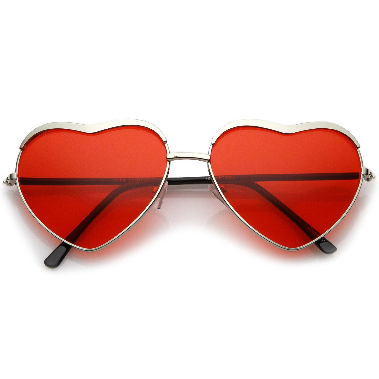 2 Pairs Retro Lolita Heart Shaped Aviator Gold Metal Frame Women Sunglasses