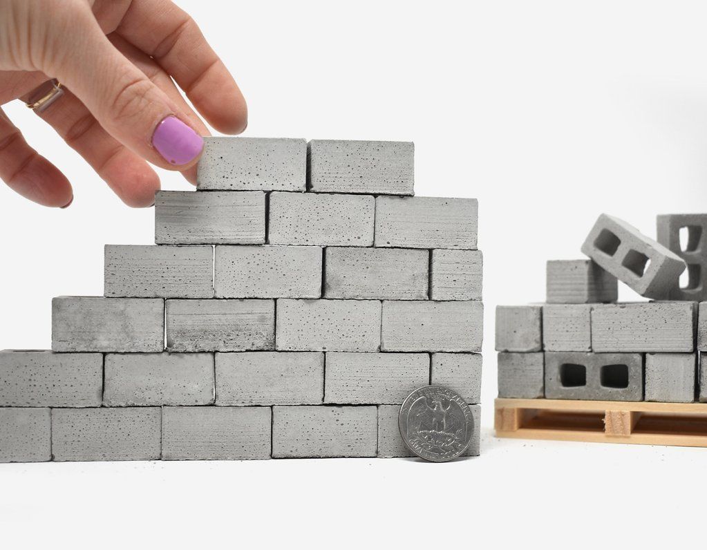 1:12 Scale Construct-a-Block Pallet 50pk Desk Decor Gift Pallet Coaster | Miniature Cinder Blocks Building Blocks