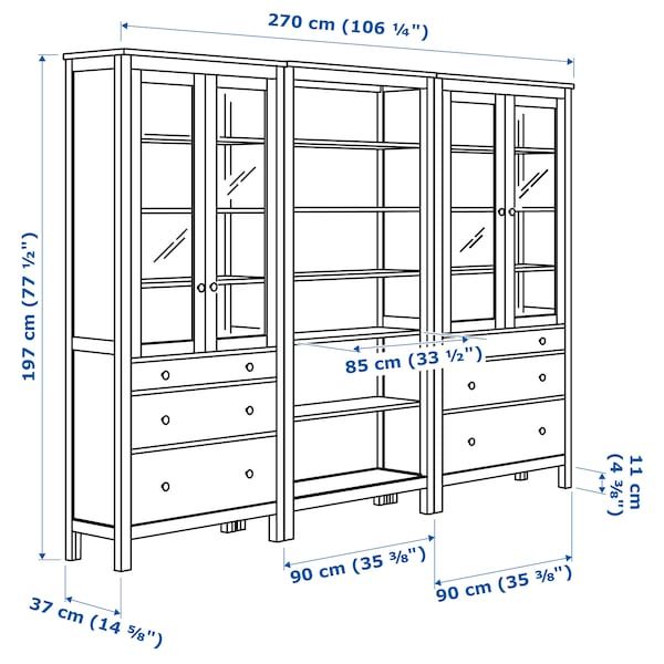 IKEA HEMNES Black-Brown Storage combination w doors/drawers