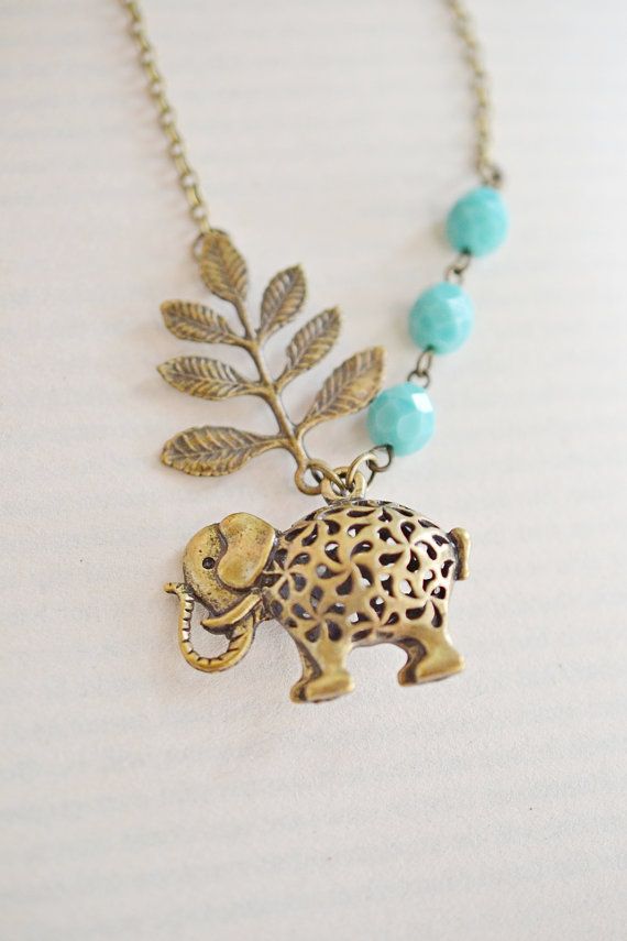 Elephant Necklace Jewelry Pendant India Inspired Spiritual Lucky Four Leaf Clover - Four Leaf Clover Pendant India