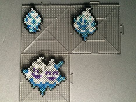 #582-#584 Vanillite Family Perlers by TehMorrison Pyssla Pokemon, Hama Beads Pokemon, Pokemon Bead, Pixel Art Pokemon, Pearler Bead Patterns, Perler Patterns, Pearler Beads, Fuse Beads, Perler Beads Designs