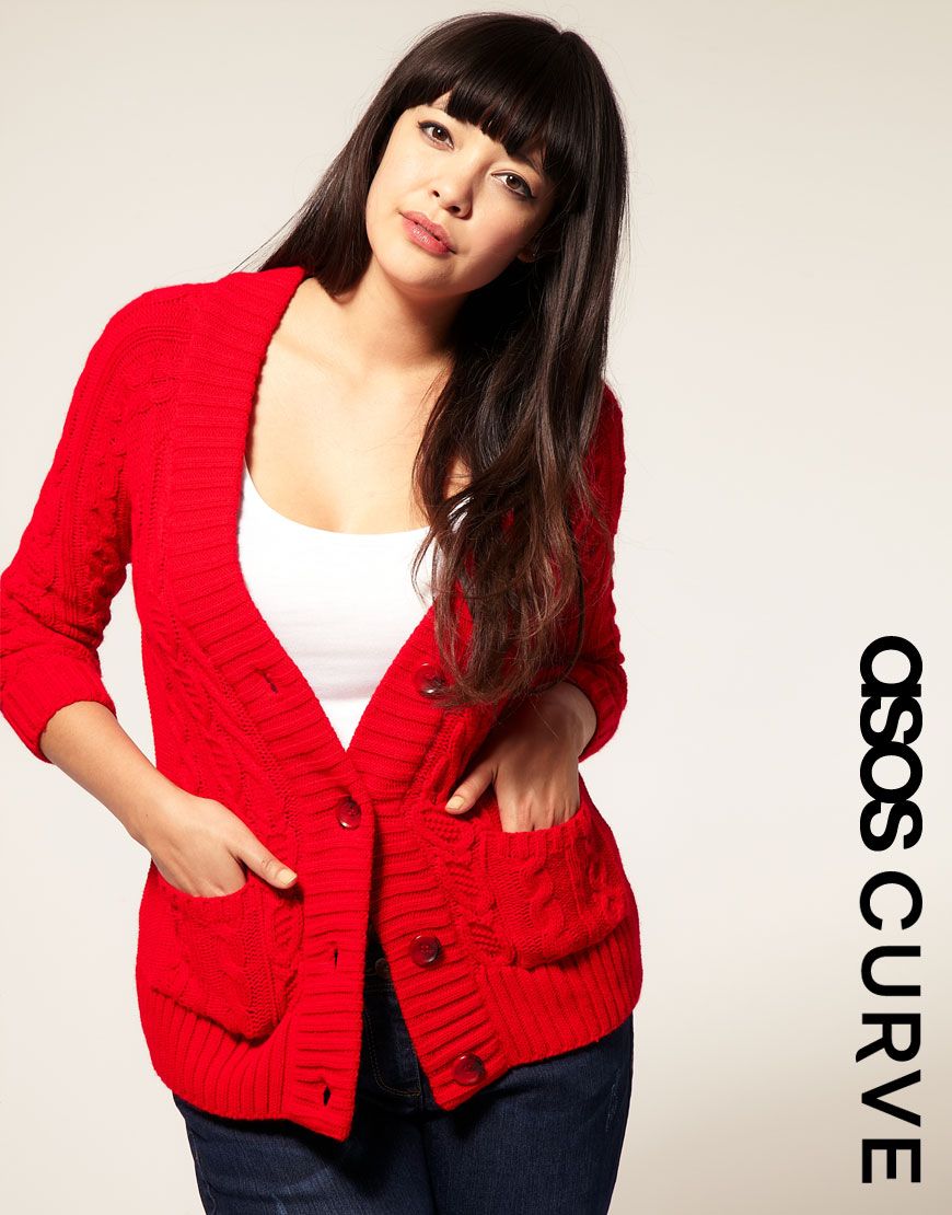 women's plus size red cardigan