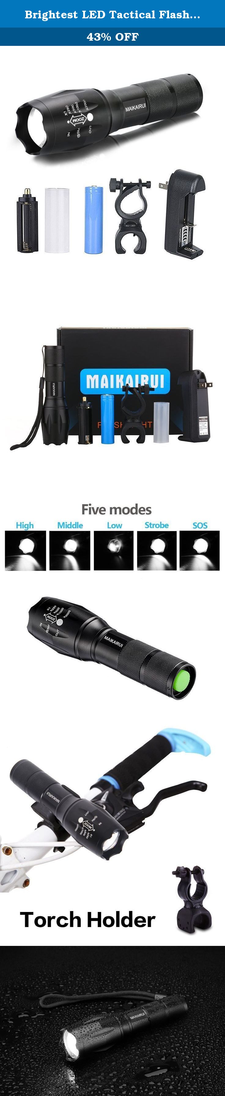 Bike Mount Holder for Outdoor Camping Hiking 2 Sets Rechargeable Flashlights Zoomable Adjustable Focus Flashlight with 18650 9900mAh 3.7V Battery Battery Charger