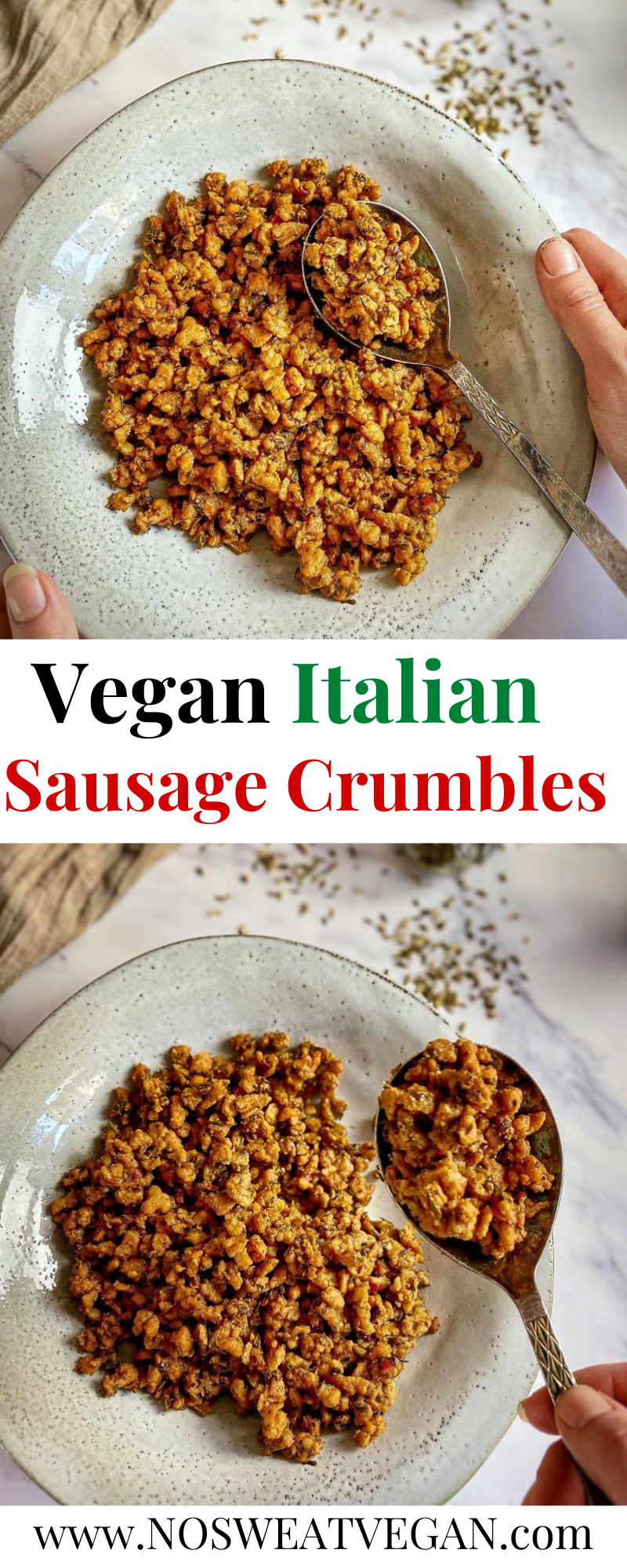 photo Italian Sausage Crumbles pin on forks not knives