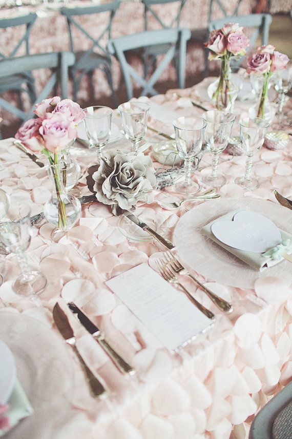 Petal Circle Taffeta 132 Round Tablecloth Blush Rose Gold