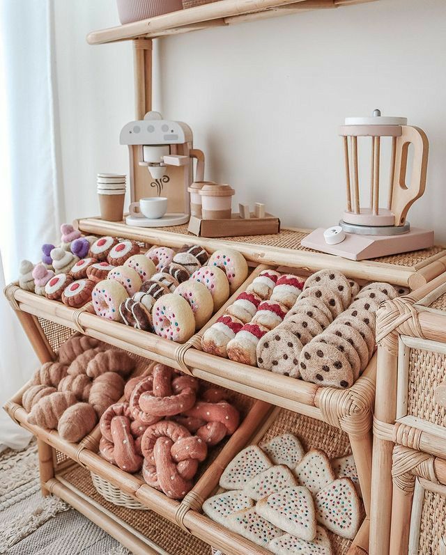 Tea party for kids crochet wooden toys for pretend play for little