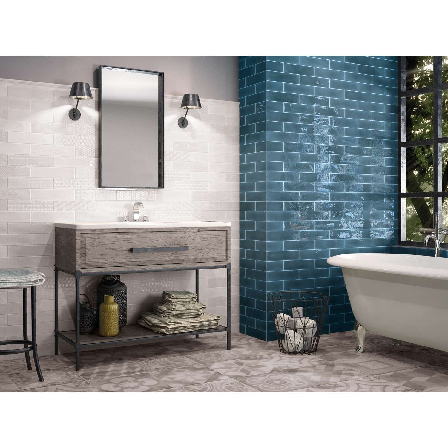 Badezimmer Wandfliesen Wandfliesen Wandfliese Glow Dunkelblau 7,5x30cm in 2020 | Wandfliesen