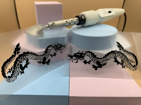 Black dragon 2 mirrored heat transfers ready to press patches for custom shoes bags clothes jeans DIY iron on stickers birthday gifts toys