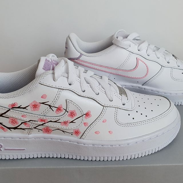 Pink and blue Cherry Blossom custom Nike Air Force 1. Hand painted ... Pink and blue Cherry Blossom custom Nike Air Force 1. Hand painted ...