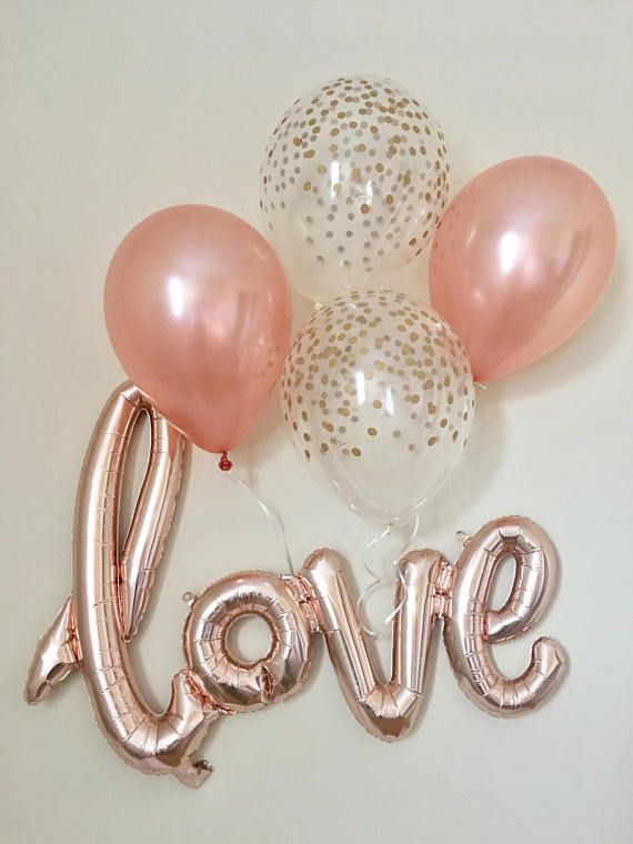 Love Rose Gold Script Balloon~Rose Gold Balloons~Wedding Shower Decorations~Gold Confetti Look Balloon~ Bridal Shower~Engagement Party. Affiliate #bridal #bridalshower #wedding #bridalshowerdecorations