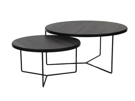 Set van 2 salontafels MISO - Zwart/Metaal zwart | DEBA Meubelen