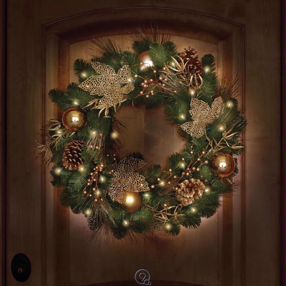 the st johns wood golden cordless holiday trim christmas wreath 24 cordless christmas wreath