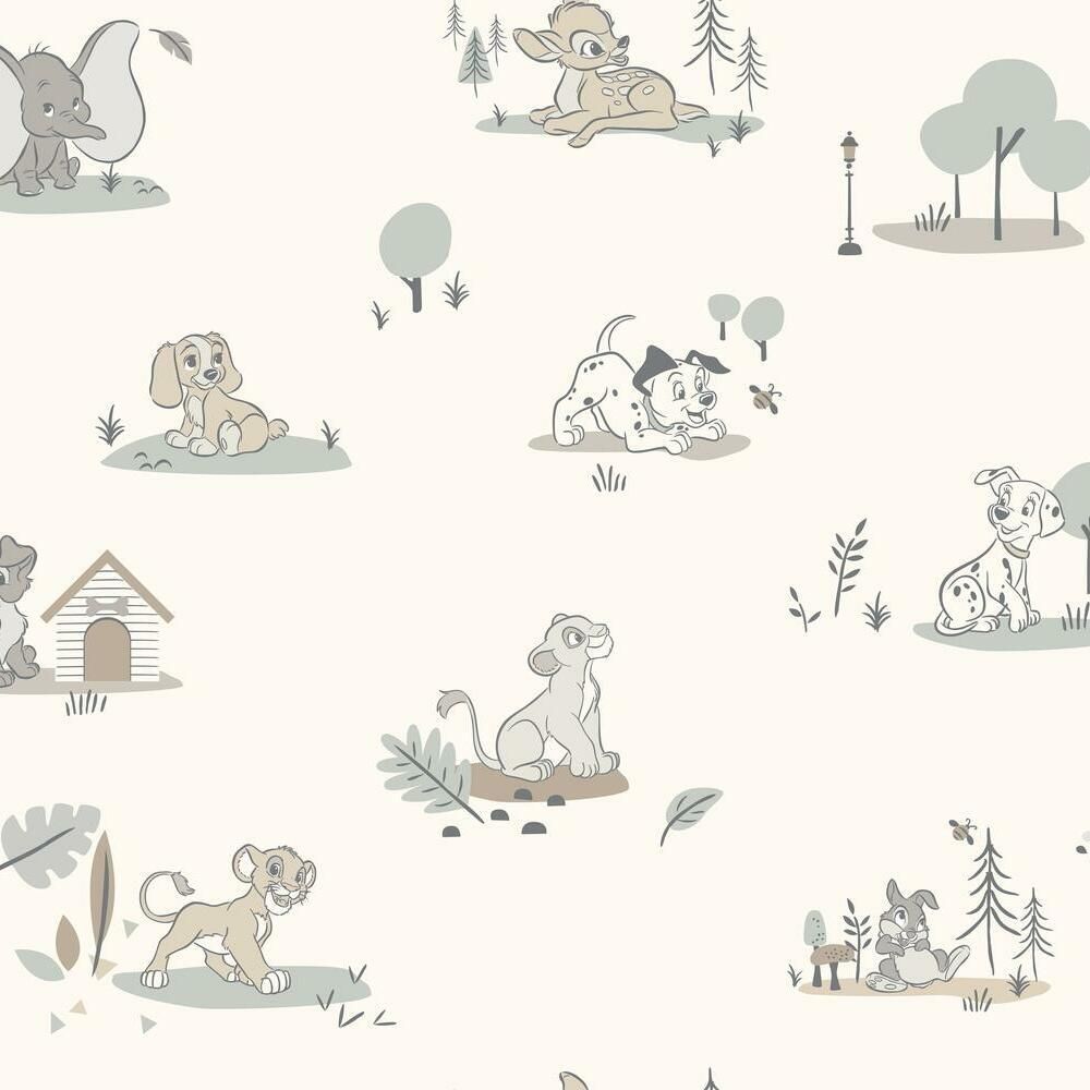 Disney Baby Animals Peel and Stick Wallpaper grey Disney Baby Rooms, Disney Baby Nurseries, Disney Nursery Decor, Disney Inspired Nursery, Vintage Disney Nursery, Heros Disney, Baby Disney Characters, Disney Phone Wallpaper, Nursery Wallpaper