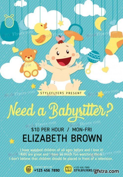 Babysitting V02 PSD Flyer Template Babysitting Flyers Pinterest