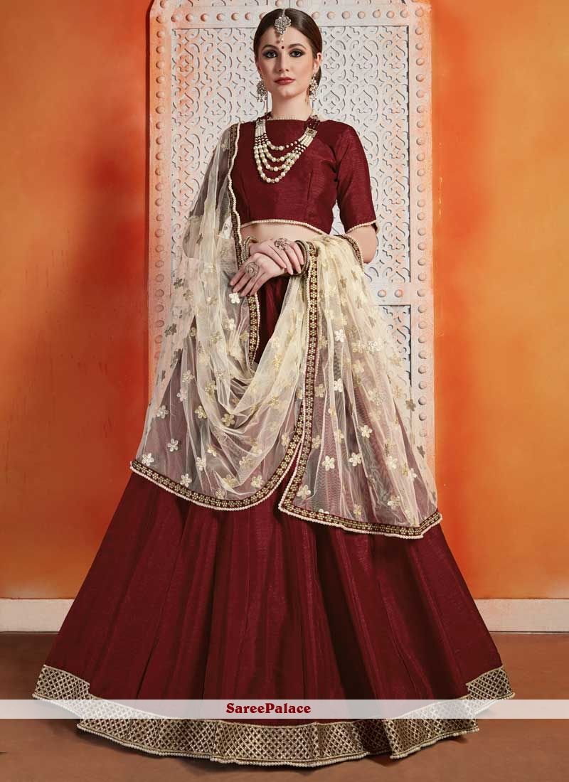 Art Silk Zari Trendy Designer Lehenga Choli In Maroon Lehenga