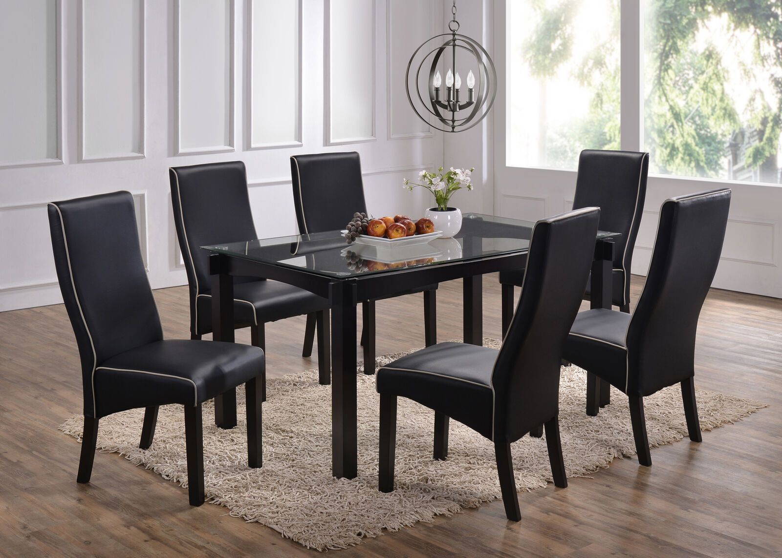 Kings Brand Furniture 7 Piece Dining Set Gl Top Table 6 Kings Brand Furniture 7 Piece Dining