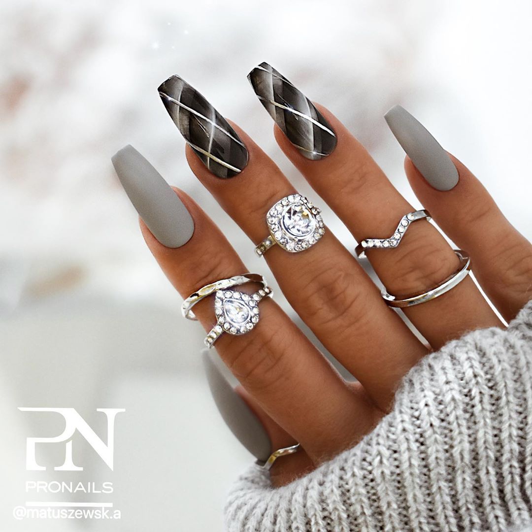 Classic Acrylic Coffin Nail Art Design Ideas in 2020 ...