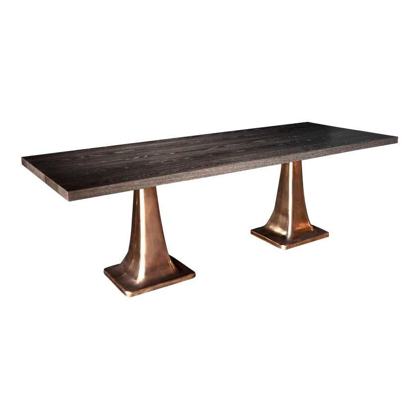 Dual Bronze Pedestal Dining Table Image 2 Of 6 Dual Bronze Pedestal Dining Table Image 2 Of 6