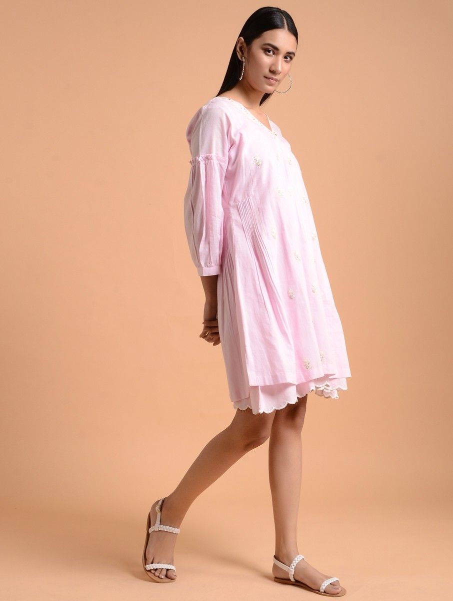 Buy Pink Cotton Mul Dress with Thread Embroidery and Slip (Set of 2) Women Dresses Online at Jaypore.com Buy Dresses Online, Women Dress Online, Women Online, Shopping Coupons, Pink Cotton, Stylish Dresses, Latest Design, Dress Patterns, Pretty Dresses