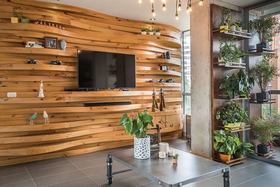 Wärme und Textur: 10 Einzigartige Wohnzimmer Holz-Akzente an den ... Wärme und Textur: 10 Einzigartige Wohnzimmer Holz-Akzente an den ...