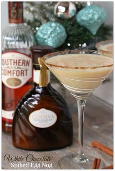 White Chocolate Spiked Egg Nog Using Southern Comfort And White