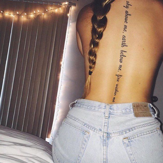 Spine Tattoos | POPSUGAR Love & Sex Girly Tattoos, Dope Tattoos, Trendy Tattoos, Small Tattoos, Tatoos, Flower Tattoos, Rib Tattoos, Arabic Tattoos, Spine Tattoo Quotes
