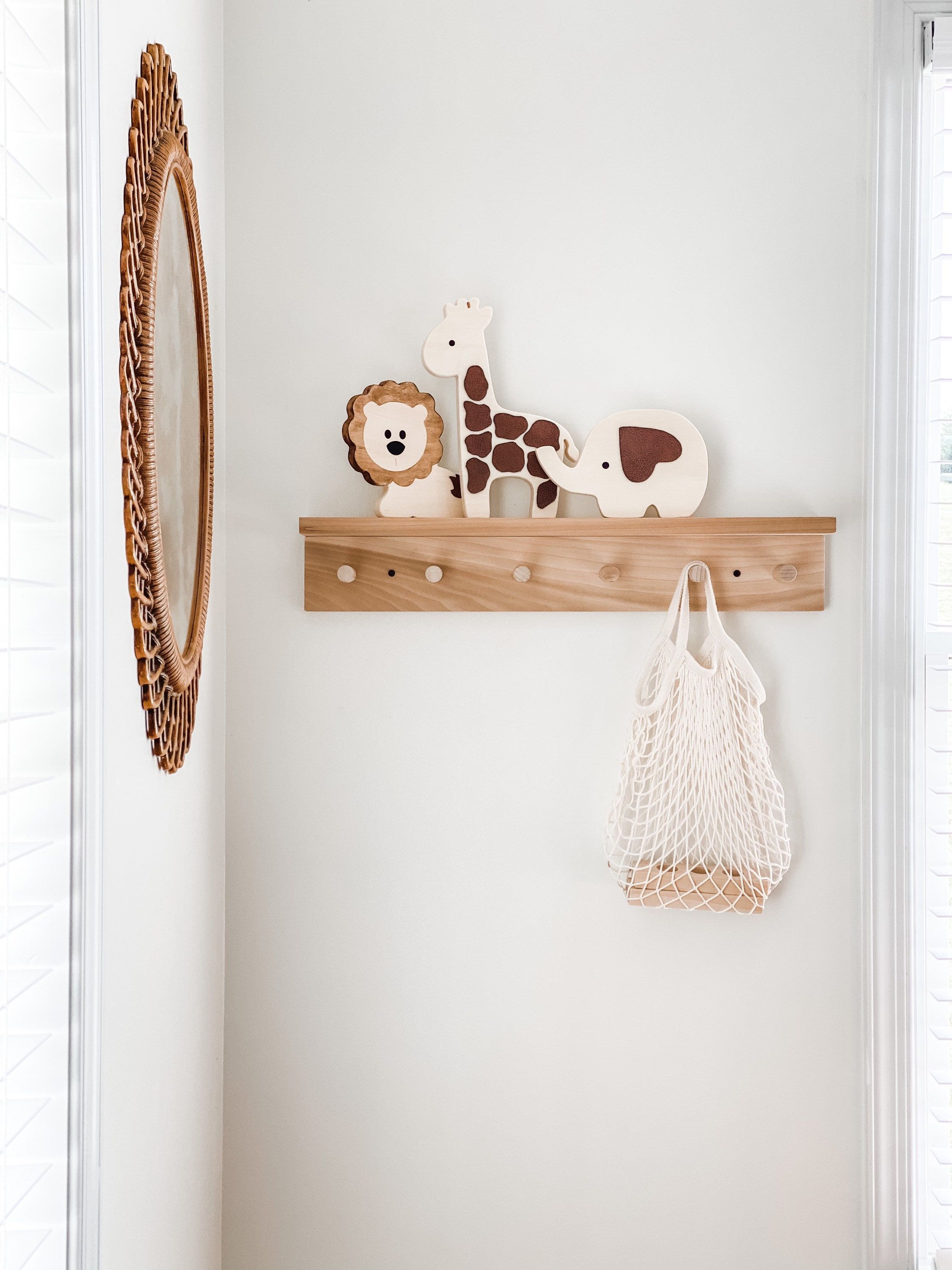 "Purchase is for the Safari decor set of three or purchase individually. Shelf link is attached below. Choose your preference in the pull down tab before adding to your cart. These animals will be a great addition to your safari nursery or baby shower. Giving it as a gift would a wonderful option as well. The elephant's ears, giraffe's spots, and lion's tail are made out of faux leather adding a uniqueness to your hand crafted piece. These are only to be used and decor and not recommended as a t Safari Nursery Neutral, Baby Boy Nursery Safari, Safari Nursery Decor, Nursery Baby Room, Animal Nursery, Baby Boy Nurseries, Baby Bedroom, Jungle Nursery, Baby Shelves
