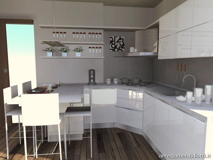 Cucina moderna con penisola bianca lucida 6 big.jpg (700Ã525 ... Cucina bianca moderna con isola