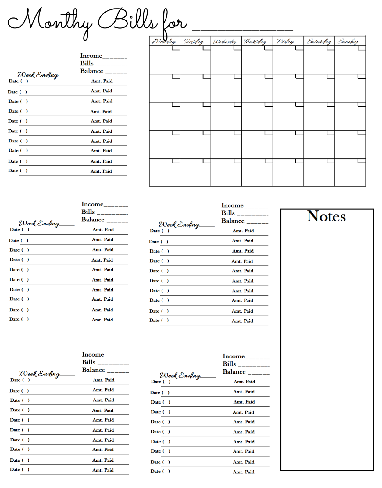 worksheet to keep track of paid monthly bills budgeting keep track of finances