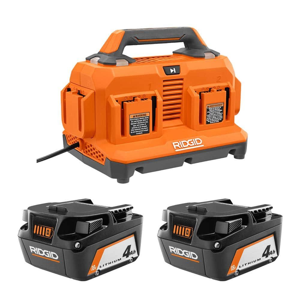 Ridgid 18v 6 port sequential charger with 4 0 ah lithium ion battery 2