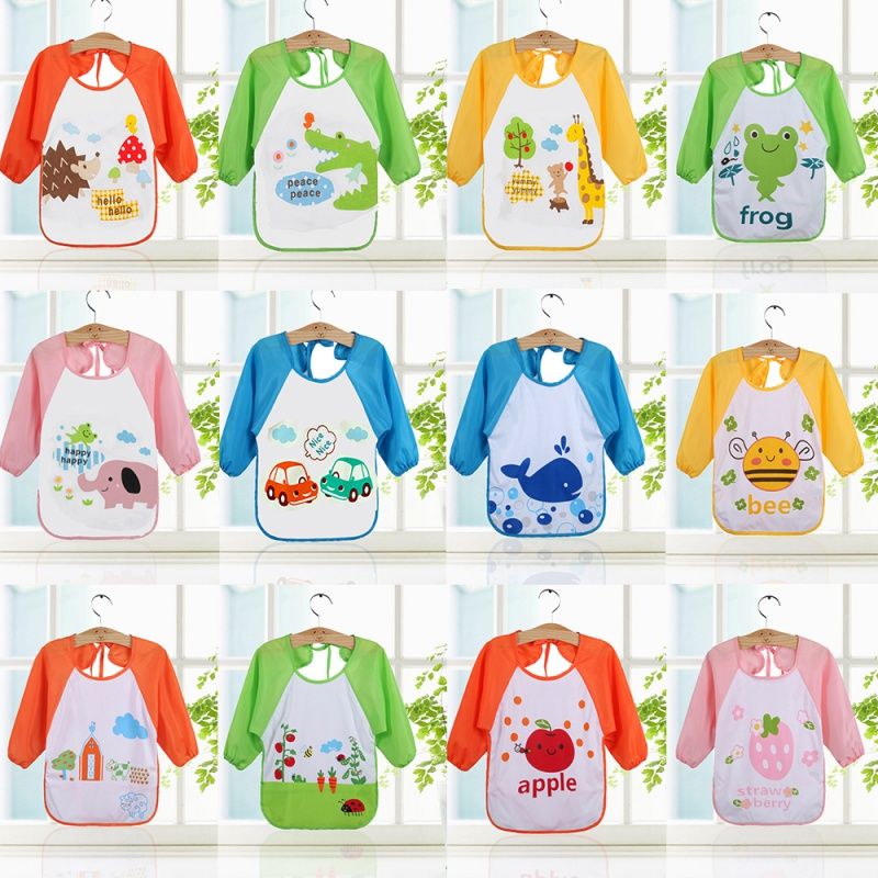 #Bee Baberos impermeables para bebé,delantal de manga lar #Bee Baberos impermeables para bebé,delantal de manga lar