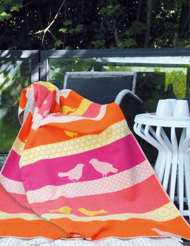 David Fussenegger Silvretta Large Throw Birds in Orange & Pink
