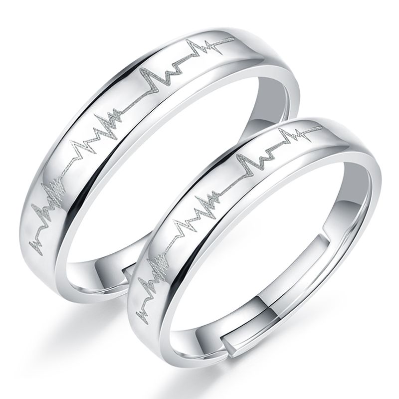 Ubeauty Silver Color Opening Engagement Ring Women Men Jewelry