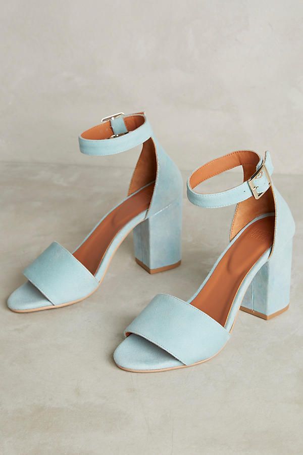 powder blue block heel sandals