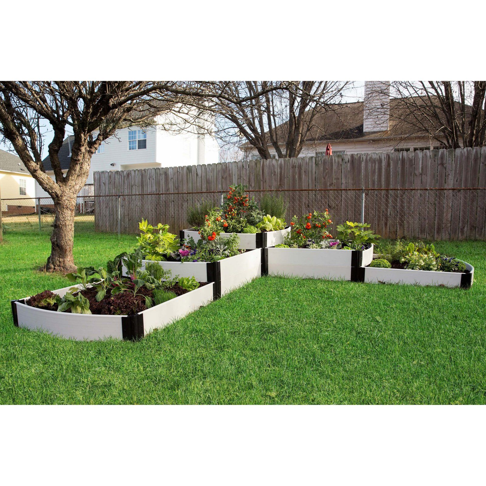 Frame It All White Composite Split Waterfall Raised Garden Bed Kit