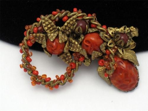 Download Gorgeous Miriam Haskell Vintage Coral Beaded Gilt Brooch Pin | eBay | Miriam haskell jewelry ...