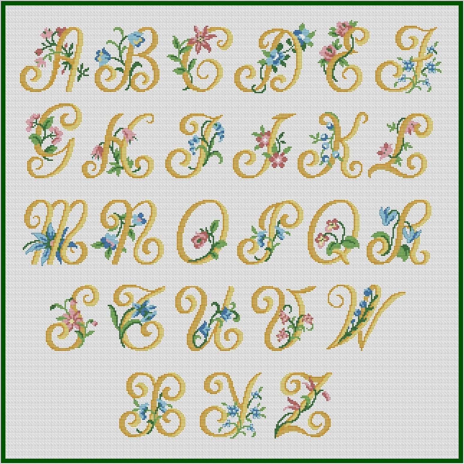 Flowers ABC Cross Stitch Pattern PDF + XSD Download | Punto de