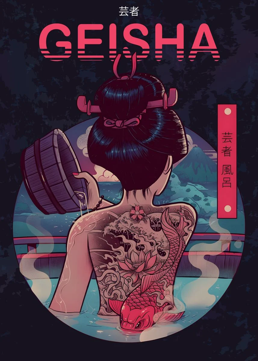 'Japanese Girl Geisha' Poster by Xăm Việt | Displate Comic Books, Comic Book Cover, Beautiful Japanese Girl, Geisha, Poster Prints, Illustrations, Comics, Movie Posters, Art