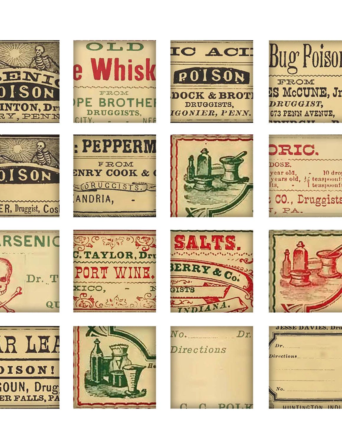 Digital Download Collage Sheet 1X1 Antique 1800's Vintage | Etsy | Apothecary labels, Collage ...