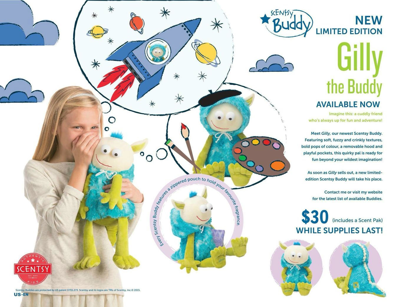 limited edition scentsy buddy gilly the monster includes choice of scentsy buddy flyer
