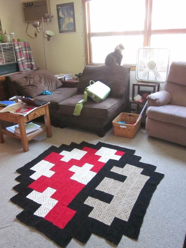 Granny Square Super Mario Mushroom Rug