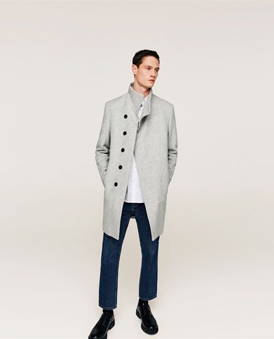 abrigo gris zara hombre