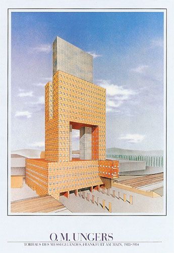 Oswald Mathias Ungers Torre Messe Torhaus Frankfurt Alemania 1983 1984 Architektur Architekturzeichnung Architekt