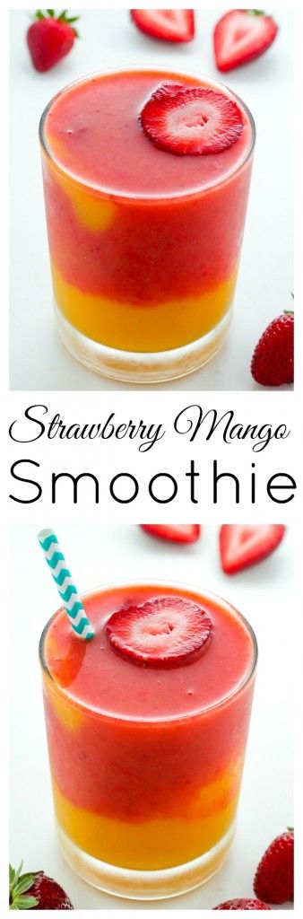 Strawberry Mango Smoothie - this recipe only calls for 3 ingredients and can be ready in 5 minutes! Treat yourself to one TODAY. Smoothies Vegan, Juice Smoothie, Smoothie Drinks, Fruit Smoothies, Simple Smoothies, Smoothie Guide, Making Smoothies, Smoothie Prep, Fruit Drinks