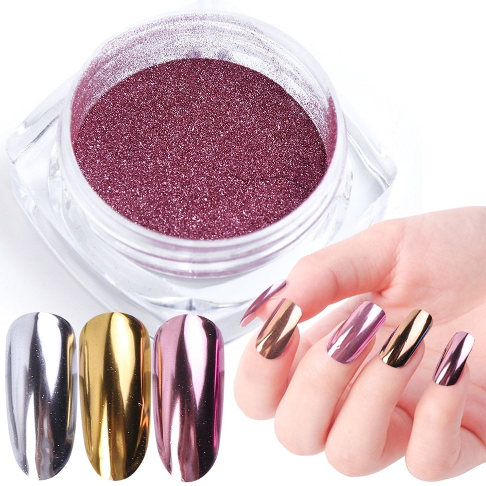 Nail Art Mirror Pigment Powder Nail Glitter Dip Powder Rose Gold Shining Chrome Powder Decoration UV...