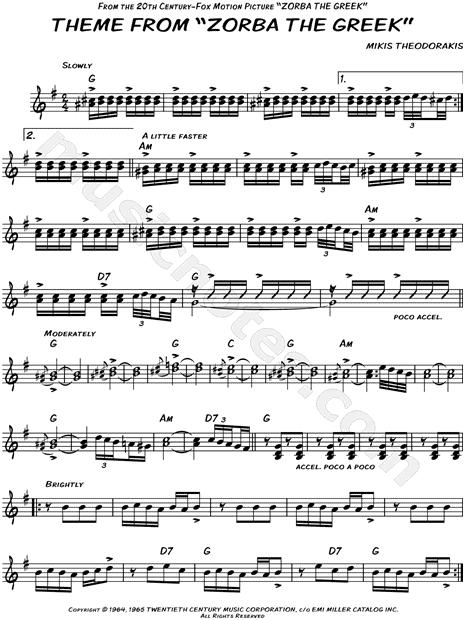 theme from zorba the greek sheet music by herb alpert the tijuana greek sheet music
