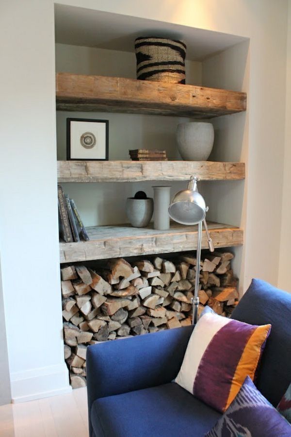 Unique Interior Log Storage for Small Space